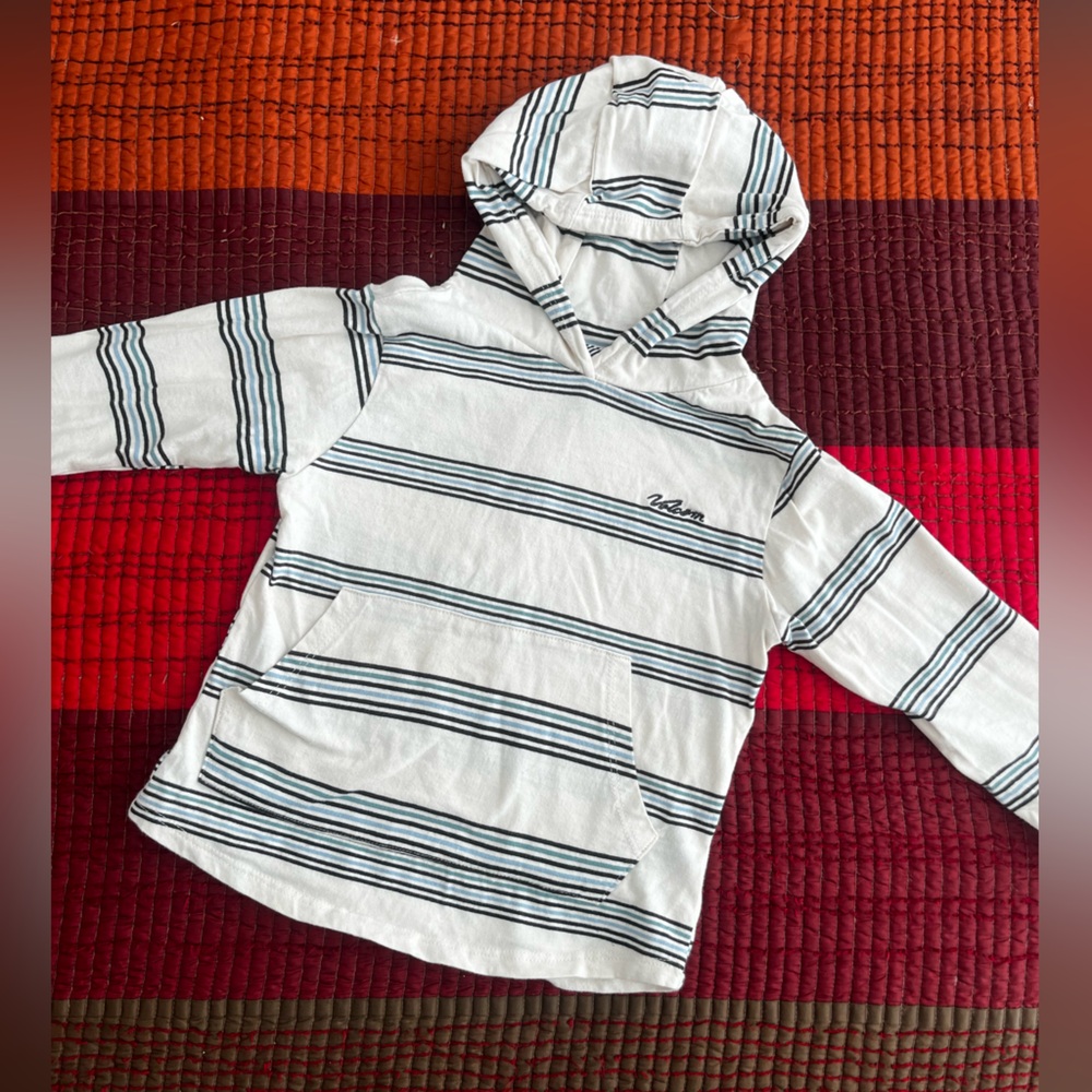 Volcom Cream Blue and Black Striped Shirt